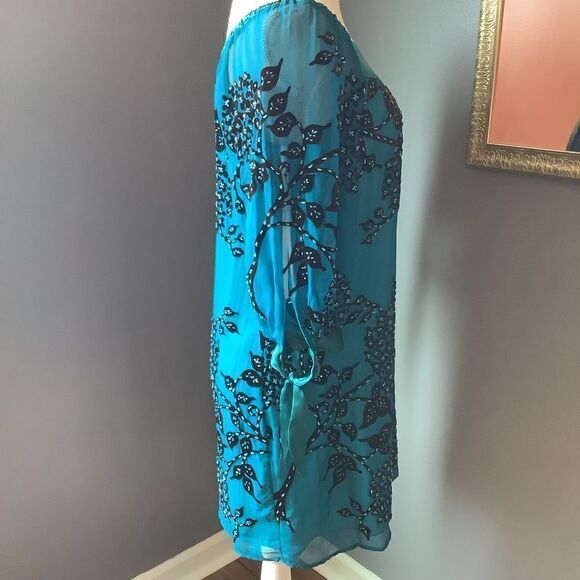 Hale Bob  Beaded Silk Dress 👗💙❤️ - Picture 8 of 8